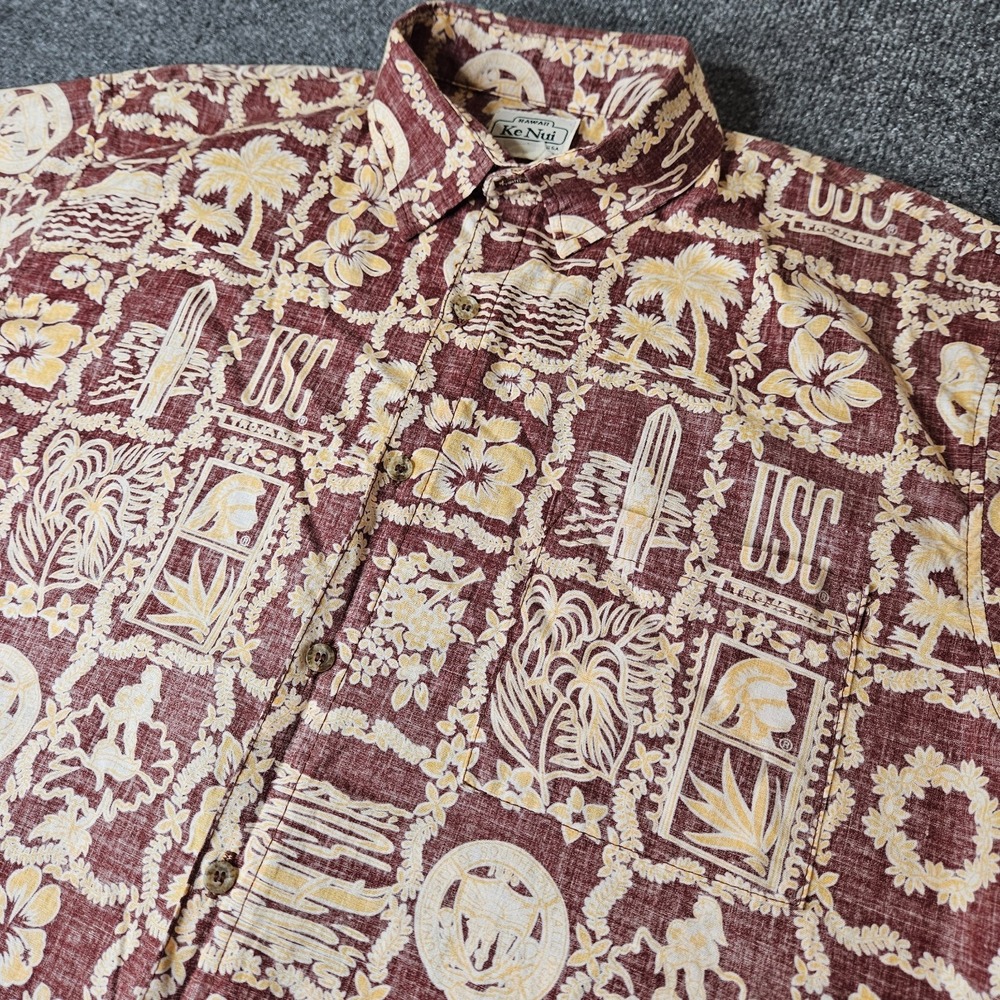 Vintage Ke Nui USC Trojans Hawaiian‎ Aloha Shirt Size XL University College